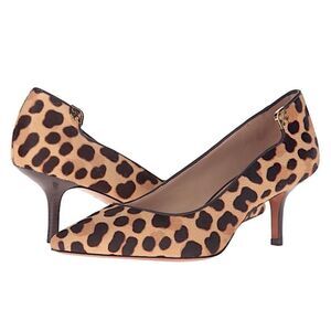 Tory Burch Women's Elizabeth Calf Hair Pump Leopard Print/Coconut Size 5 1/2M